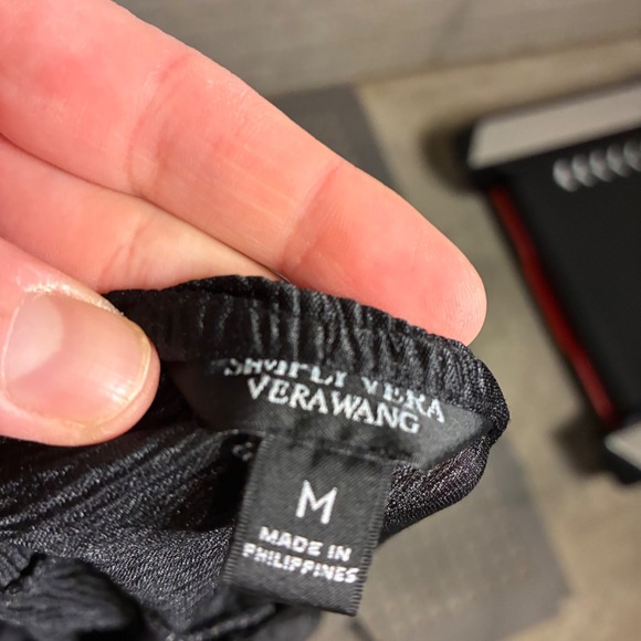 Vera Wang Black Textured Ribbed Short Sleeve Top Womens M - Picture 4 of 4